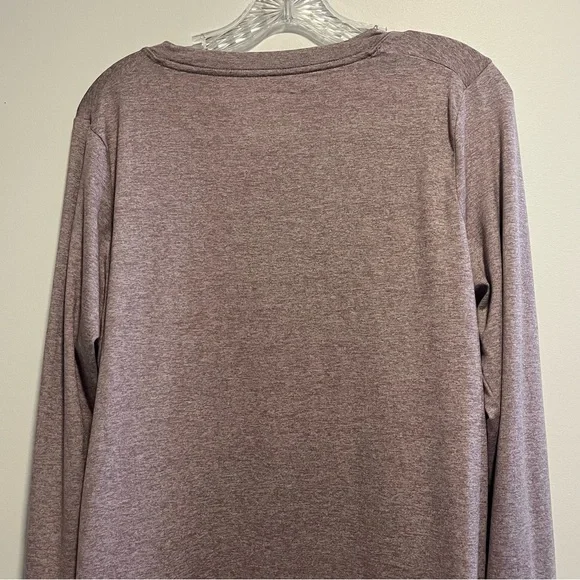 Athleta Uptempo Elevate Top Heathered Mauve Long Sleeve Performance Tee - Picture 9 of 10